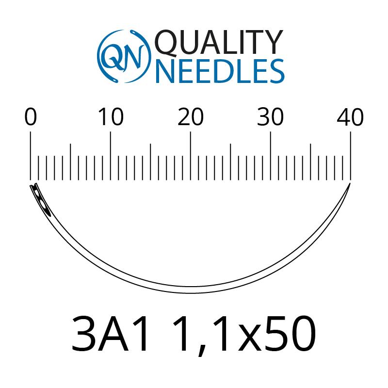 Голки хірургічні колючі, 3/8, пружинне вушко, розмір 1,1х50 мм, 10 шт.